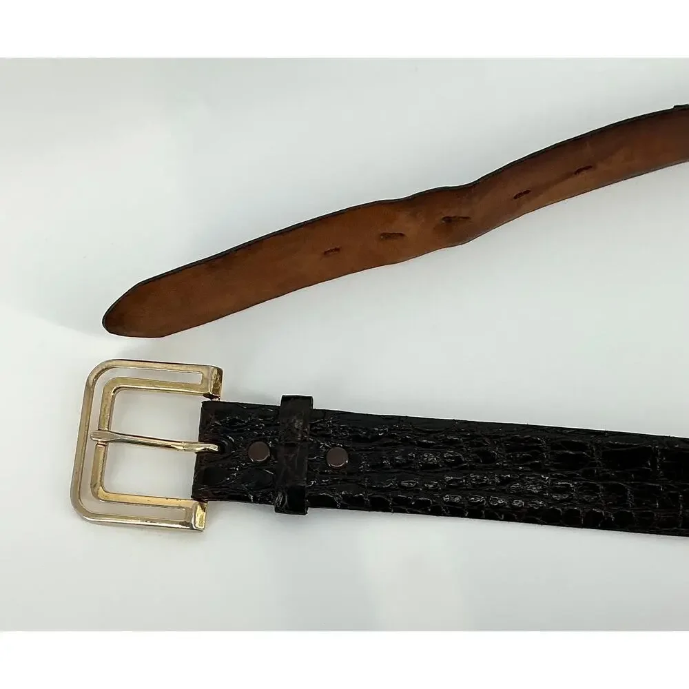 Justin Genuine Alligator Leather Belt 34 Dark Brown Western Removable Buckle